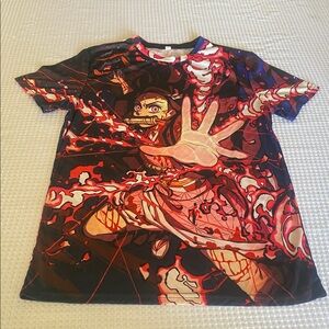 Anime Graphic Red Short Sleeve Tee